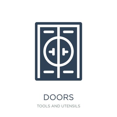 kapılar simge vektör beyaz zemin üzerine kapılar trendy araçları ve aletleri koleksiyonu, kapılar vektör çizim simgeler dolu.