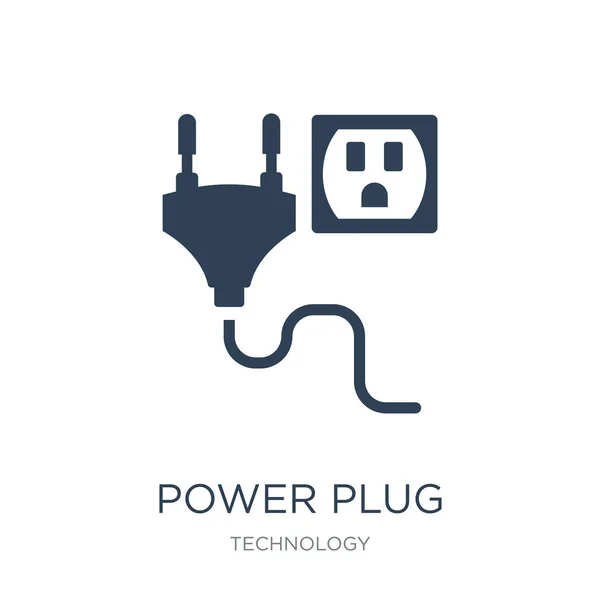 Power Plug Icon Vector Witte Achtergrond Power Plug Trendy Gevuld — Stockvector