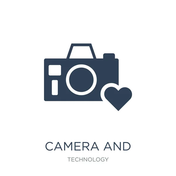 Camera Hart Foto Pictogram Vector Witte Achtergrond Camera Hart Foto — Stockvector