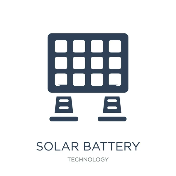 Solar Batterij Pictogram Vector Witte Achtergrond Solar Batterij Trendy Gevuld — Stockvector