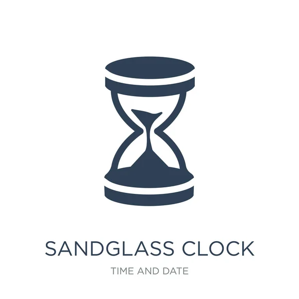 Sandglass Klockan Ikonen Vektor Vit Bakgrund Sandglass Klocka Trendiga Fylld — Stock vektor