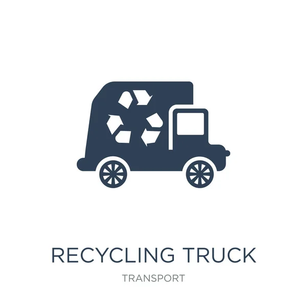 Recycling Truck Pictogram Vector Witte Achtergrond Recycling Truck Trendy Gevuld — Stockvector