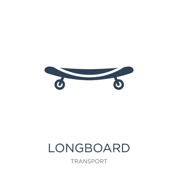 Longboard Ícone Vetor Fundo Branco Longboard Moda Ícones Preenchidos Coleção — Vetor de Stock