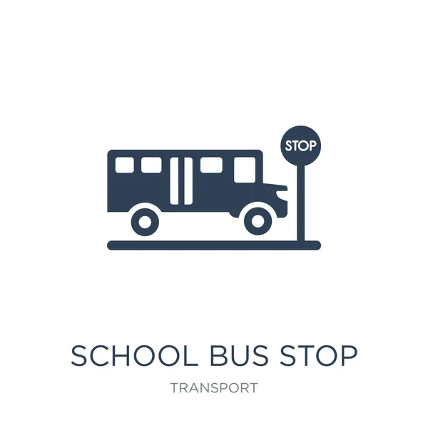 学校のバス停アイコン ベクトル白い背景の上 学校のバス停のトレンディないっぱいトランスポート コレクション 学校のバス停のベクトル図からのアイコン — ストックベクタ