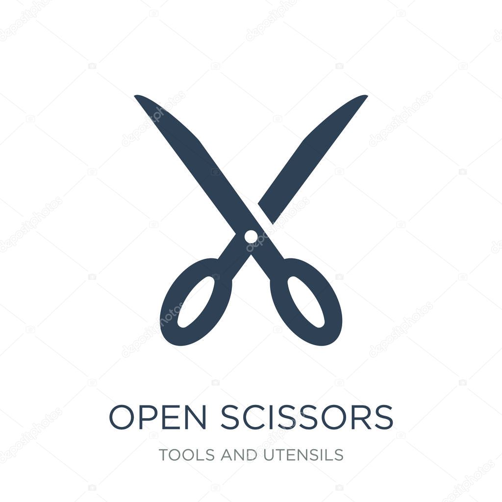 open scissors icon vector on white background, open scissors trendy filled icons from Tools and utensils collection, open scissors vector illustration