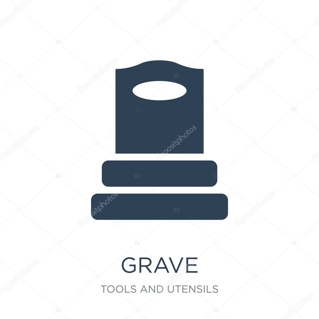 Grave icon vector on white background, grave trendy filled icons from Tools and utensils collection, grave vector illustration