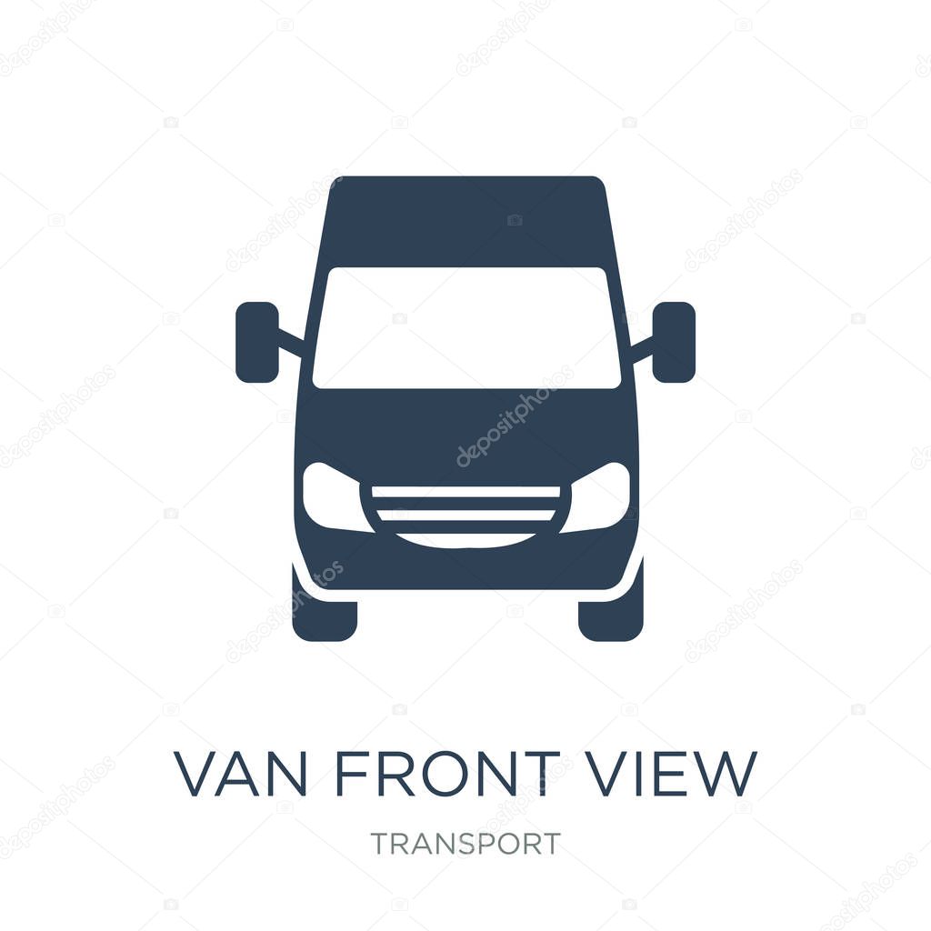 Van front view icon vector on white background, van front view trendy filled icons from Transport collection, van front view vector illustration