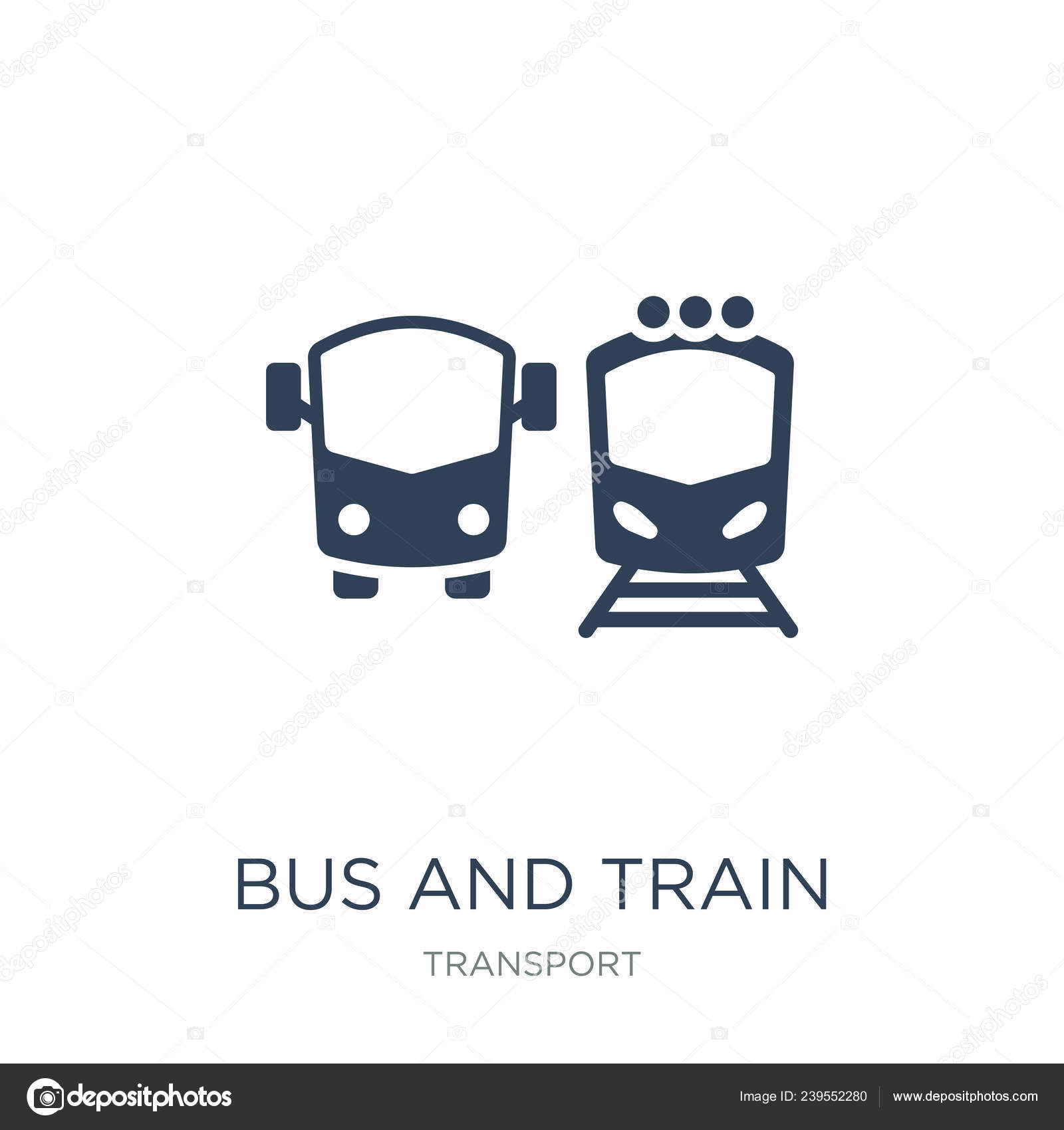 Bus Train Icon Vector White Background Bus Train Trendy Filled Stock ...