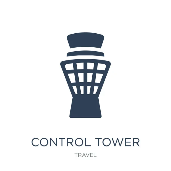 Icono Torre Control Vector Fondo Blanco Torre Control Moda Llena — Vector de stock