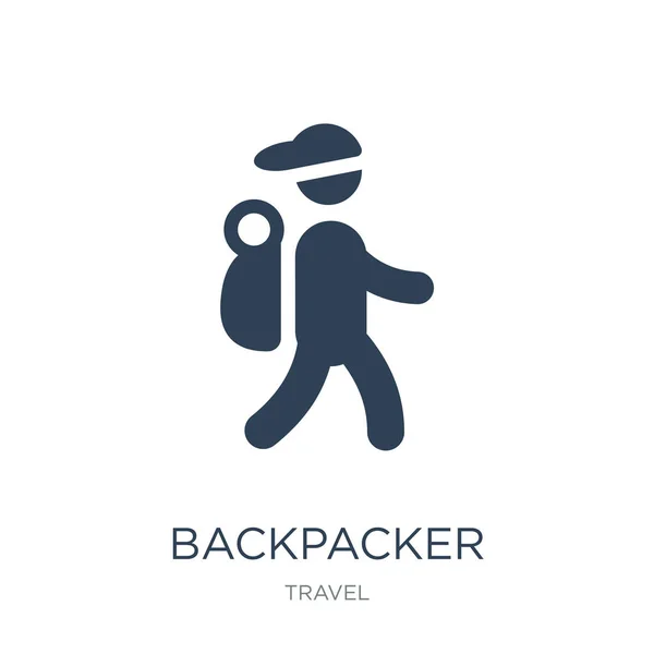 Backpacker Icon Vektor Auf Weißem Hintergrund Backpacker Trendy Gefüllte Icons — Stockvektor