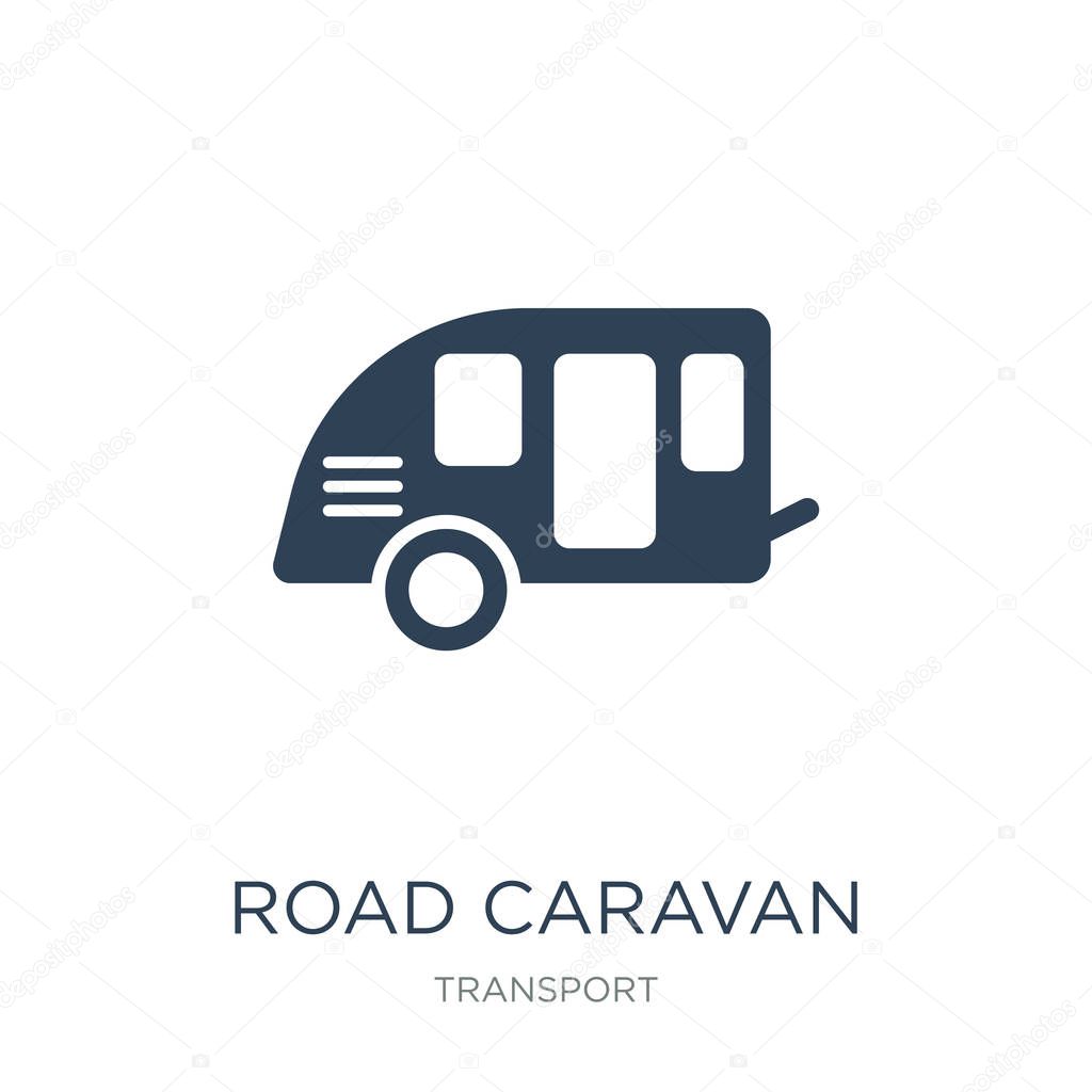 Road caravan icon vector on white background, road caravan trendy filled icons from Transport collection, road caravan vector illustration
