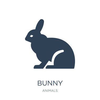 Bunny simge vektör beyaz arka plan üzerinde tavşan trendy simgeler hayvanlar koleksiyonundan dolu.