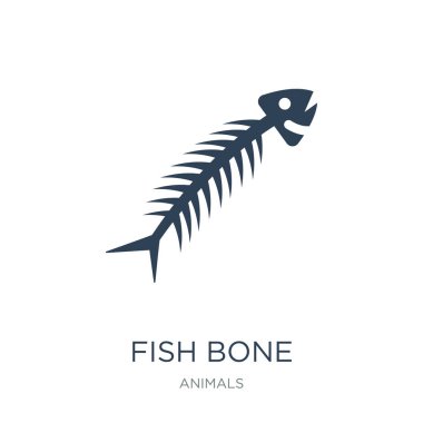 balık kemik simge vektör beyaz arka plan üzerinde balık hayvanlar koleksiyonundan trendy dolu simgeler kemik.