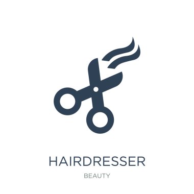 Kuaför beyaz arka plan üzerinde simge vektör makas, Kuaför Güzellik koleksiyonundan trendy dolu simgeler makas