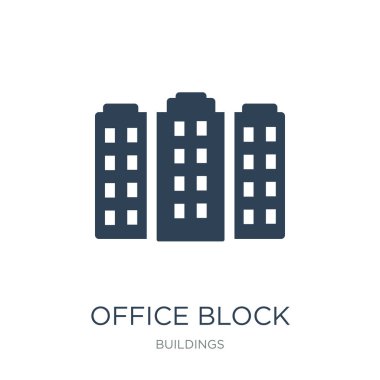 ofis bloğu simge vektör beyaz arka plan üzerinde İşhanı trendy simgeler binalar koleksiyonundan dolu.