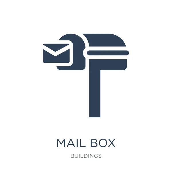 Mail Box Wektor Ikona Białym Tle Mail Box Modny Wypełnione — Wektor stockowy