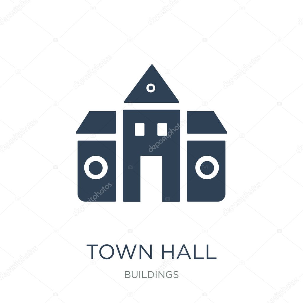 town hall icon vector on white background, town hall trendy filled icons from Buildings collection