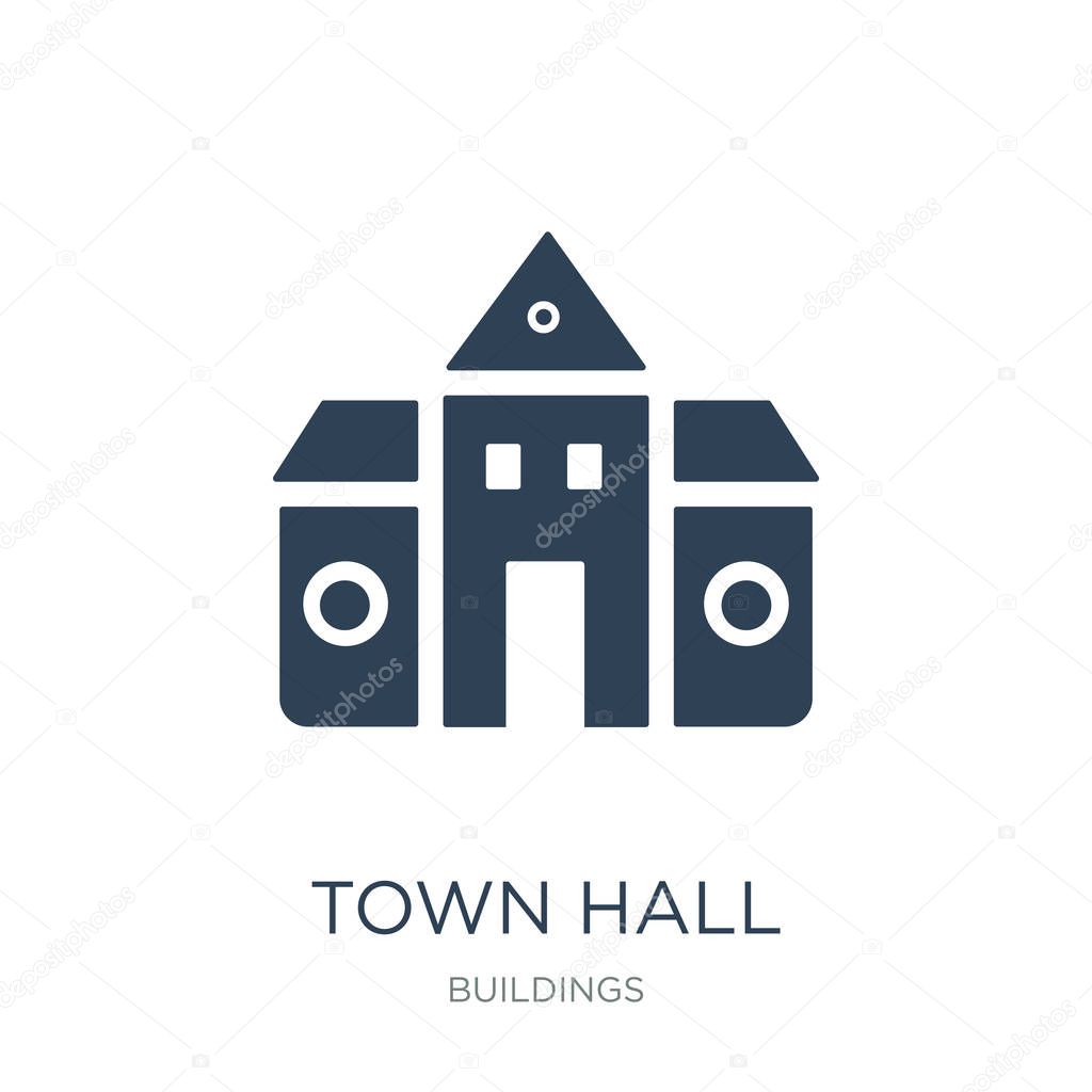 Town hall icon vector on white background, town hall trendy filled icons from Buildings collection