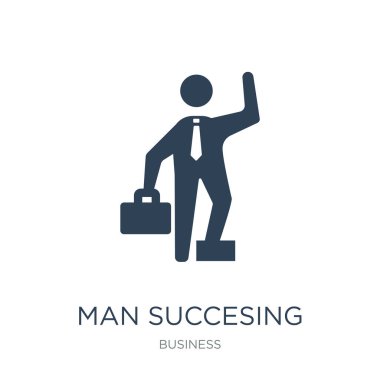 adam succesing simge vektör beyaz zemin üzerine adam succesing trendy iş toplama simgeler dolu.