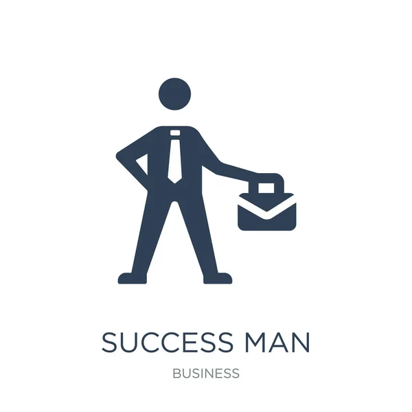 Success Man Suitcase Icon Vector White Background Success Man Suitcase — Stock Vector