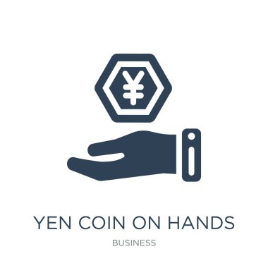 Yen sikke üzerinde eller simge vektör beyaz arka planda, yen sikke üzerinde eller iş toplama trendy dolu simgeler