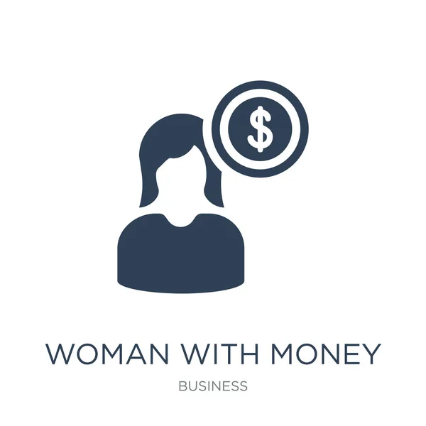 Frau Mit Geld Icon Vektor Auf Weißem Hintergrund Frau Mit — Stockvektor