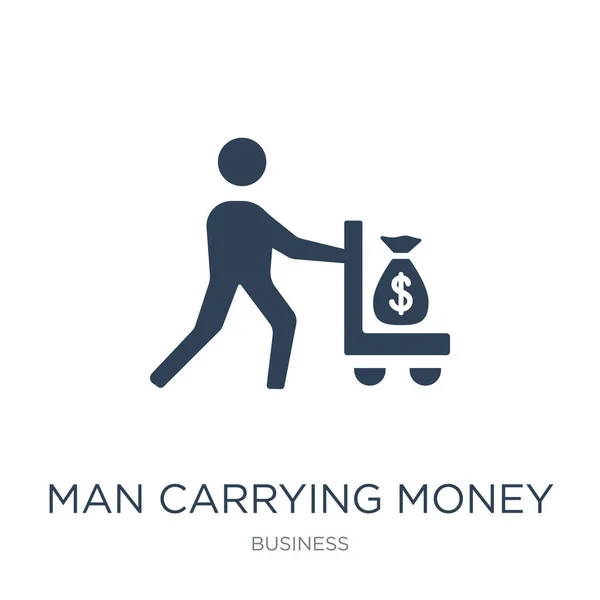 Mann Trägt Geld Icon Vektor Auf Weißem Hintergrund Mann Trägt — Stockvektor