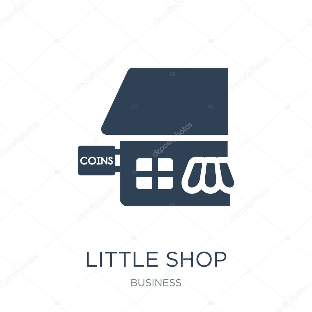 Little shop with awning icon vector on white background, little shop with awning trendy filled icons from Business collection