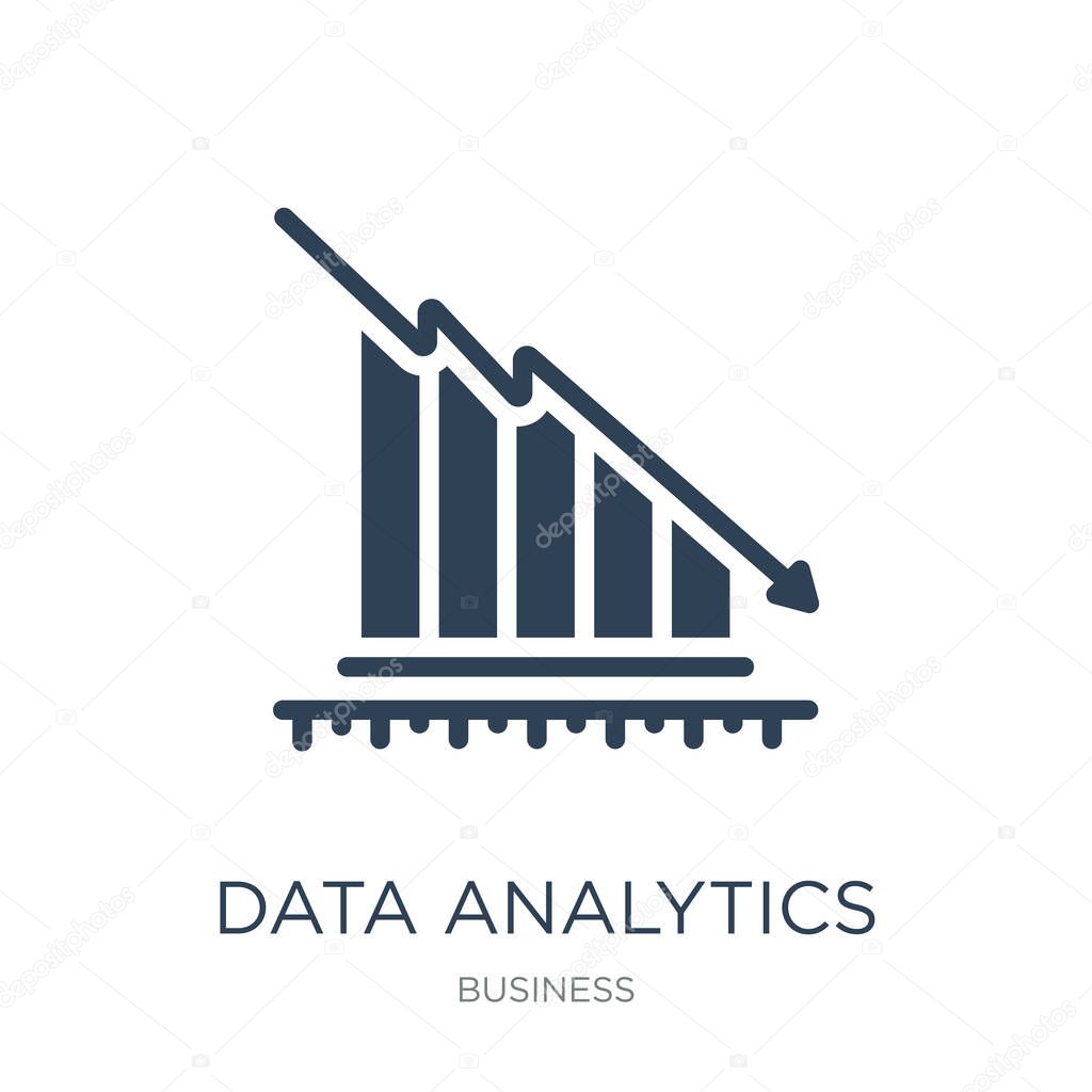 data analytics descendant graphic icon vector on white background, data analytics descendant graphic trendy filled icons from Business collection