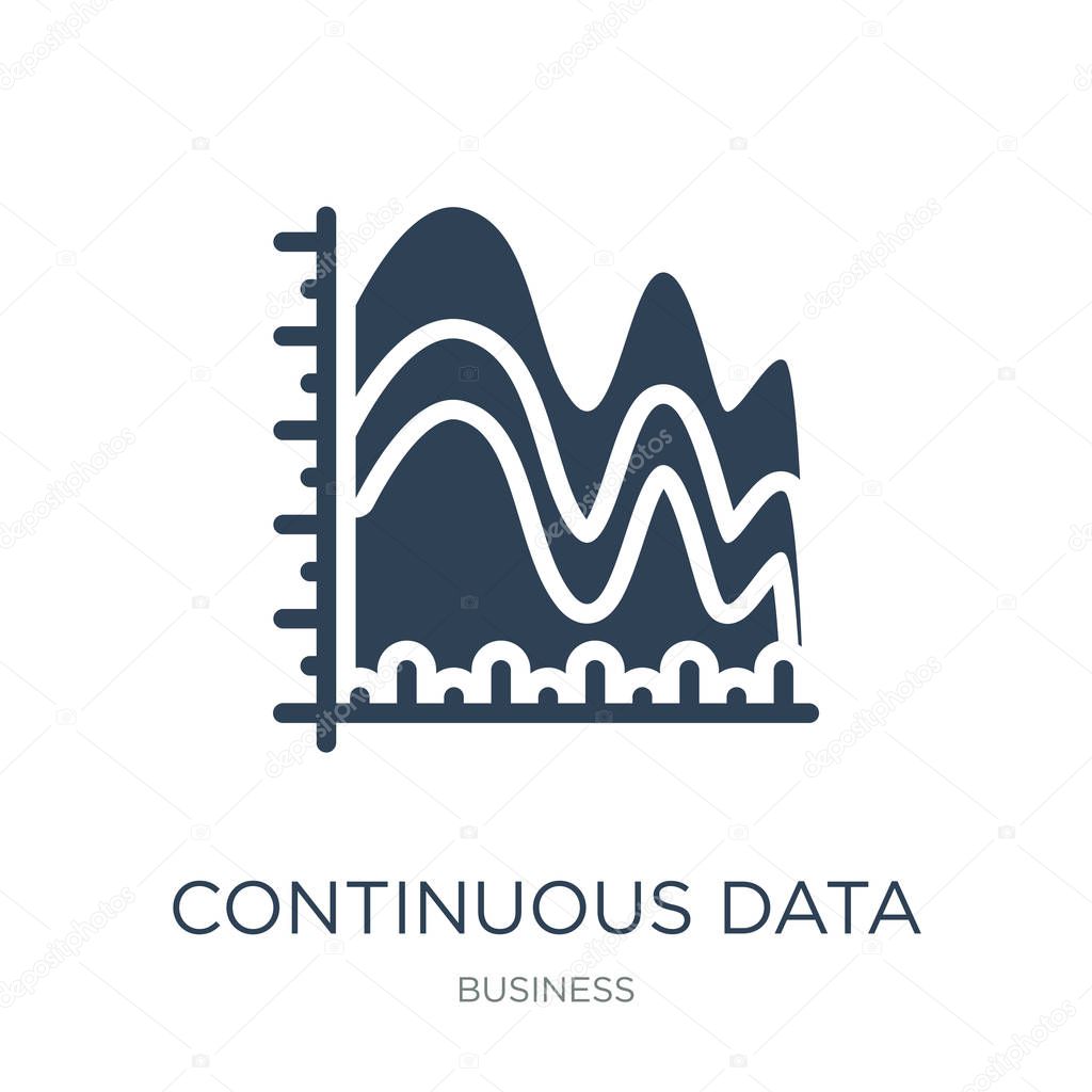 continuous data graphic wave chart icon vector on white background, continuous data graphic wave chart trendy filled icons from Business collection