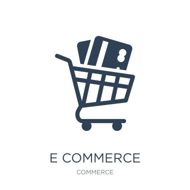 e ticaret alışveriş sepeti aracı simge vektör beyaz zemin üzerine, e ticaret alışveriş sepeti aracı trendy simgeler ticaret koleksiyonundan dolu.