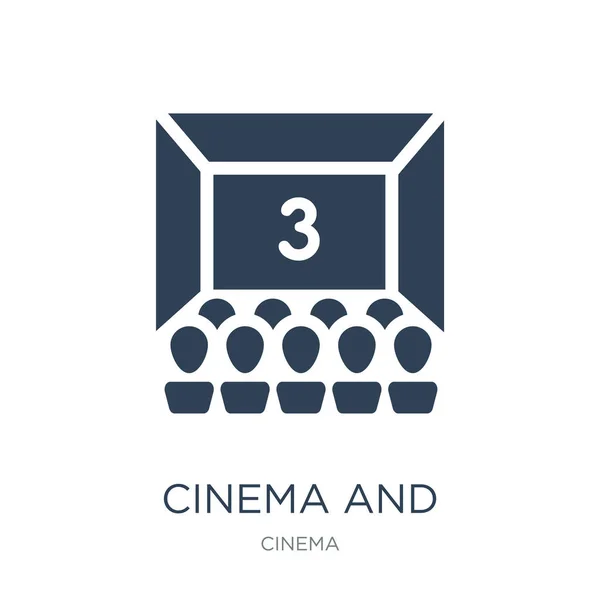 电影和观众图标向量在白色背景 戏院和观众时尚充满的图标从戏院收藏 — 图库矢量图片