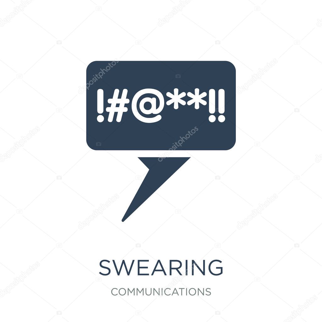 Swearing icon vector on white background, swearing trendy filled icons from Communications collection