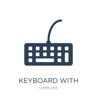 Bilgisayar koleksiyonu ile kablo simge vektör beyaz arka plan üzerinde klavye, klavye kablo dolu trendy ile simgeler