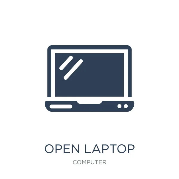 Laptop Aberto Com Vetor Ícone Tela Brilhante Fundo Branco Laptop —  Vetores de Stock