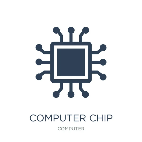 Computer Chip Icon Vector White Background Computer Chip Trendy Filled — Stock Vector