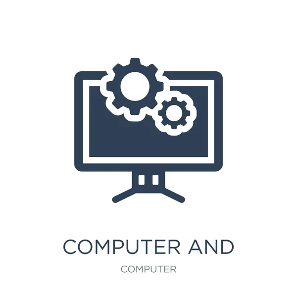 Computer Monitor Tools Pictogram Vector Witte Achtergrond Computer Monitor Tools — Stockvector