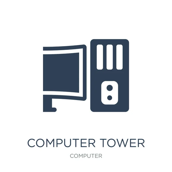 Computerturm Und Monitor Icon Vektor Auf Weißem Hintergrund Computerturm Und — Stockvektor