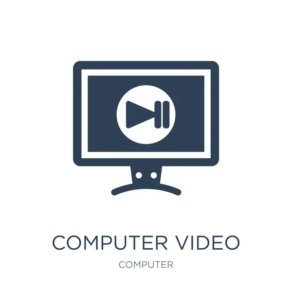 Dator Video Ikon Vektor Vit Bakgrund Dator Video Trendiga Fylld — Stock vektor