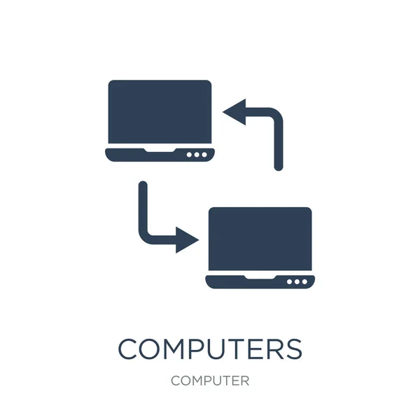 Computer Icon Vektor Auf Weißem Hintergrund Computer Trendy Gefüllte Icons — Stockvektor