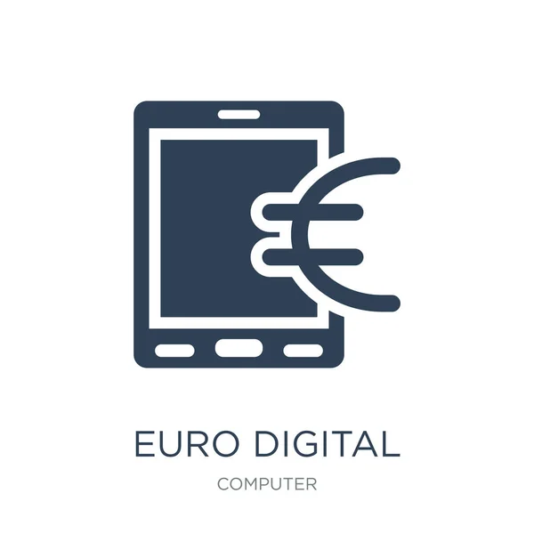 Euro Digitális Kereskedelmi Ikon Vektor Fehér Háttér Euro Digitális Kereskedelmi — Stock Vector