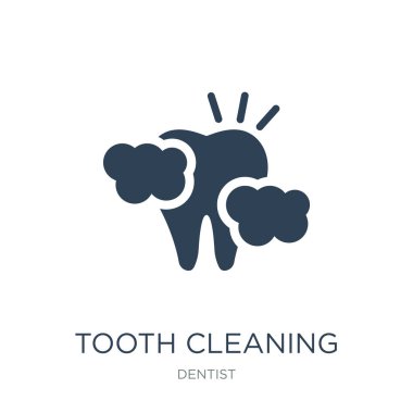 Beyaz arka plan üzerinde diş temizleme simge vektör, diş temizleme trendy simgeler dişçi koleksiyonundan dolu.