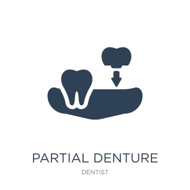 kısmi takma diş simge vektör beyaz arka plan üzerinde kısmi takma diş trendy simgeler dişçi koleksiyonundan dolu.