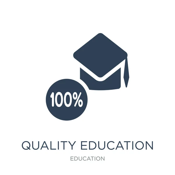 Vetor Ícone Educação Qualidade Fundo Branco Educação Qualidade Ícones Preenchidos —  Vetores de Stock