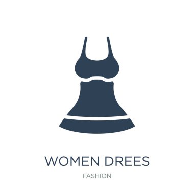 Kadınlar drees simge vektör beyaz arka plan üzerinde kadın drees trendy moda koleksiyonu simgeler dolu.