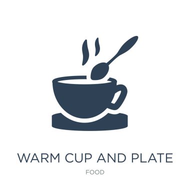 bardak ve tabak simge vektör beyaz zemin üzerine sıcak, fincan sıcak ve trendy dolu simgeler gıda koleksiyonundan plakası