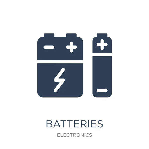 Batterijen Pictogram Vector Witte Achtergrond Batterijen Trendy Gevuld Iconen Uit — Stockvector