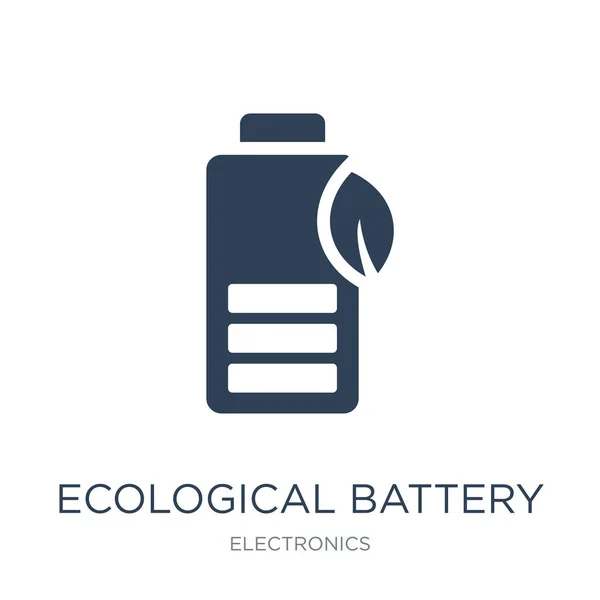 Ekologiczny Akumulator Wektor Ikona Białym Tle Trendy Ekologiczne Baterii Wypełnione — Wektor stockowy