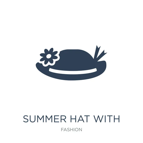 Summer Hat Flower Icon Vector White Background Summer Hat Flower — Stock Vector