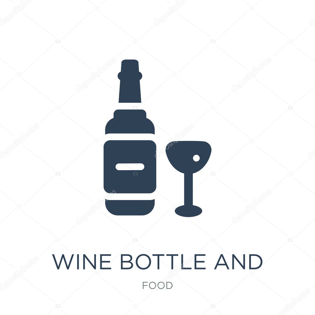 wine bottle and glass icon vector on white background, wine bottle and glass trendy filled icons from Food collection